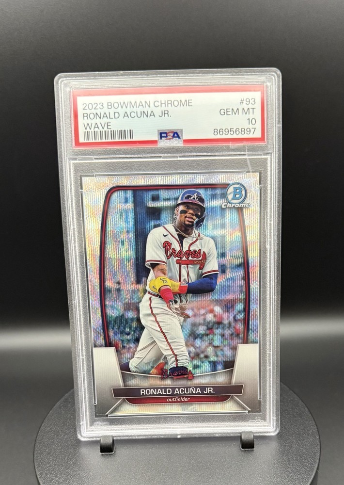👑💎2023 BOWMAN CHROME RONALD ACUNA JR SILVER WAVE REFRACTOR /100 PSA 10