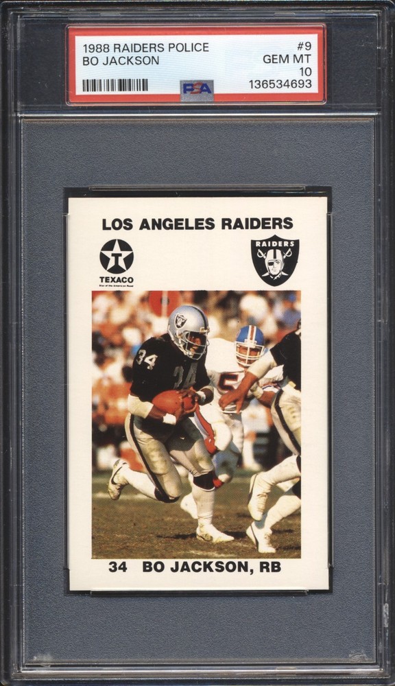 1988 Los Angeles Raiders Police Football BO JACKSON ROOKIE #9 PSA 10 GEM MINT