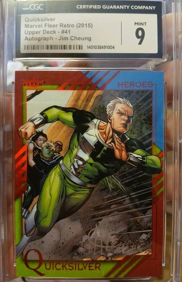 2015 Marvel Fleer Retro Auto Jim Cheung Quicksilver #41 CGC GRADE 9