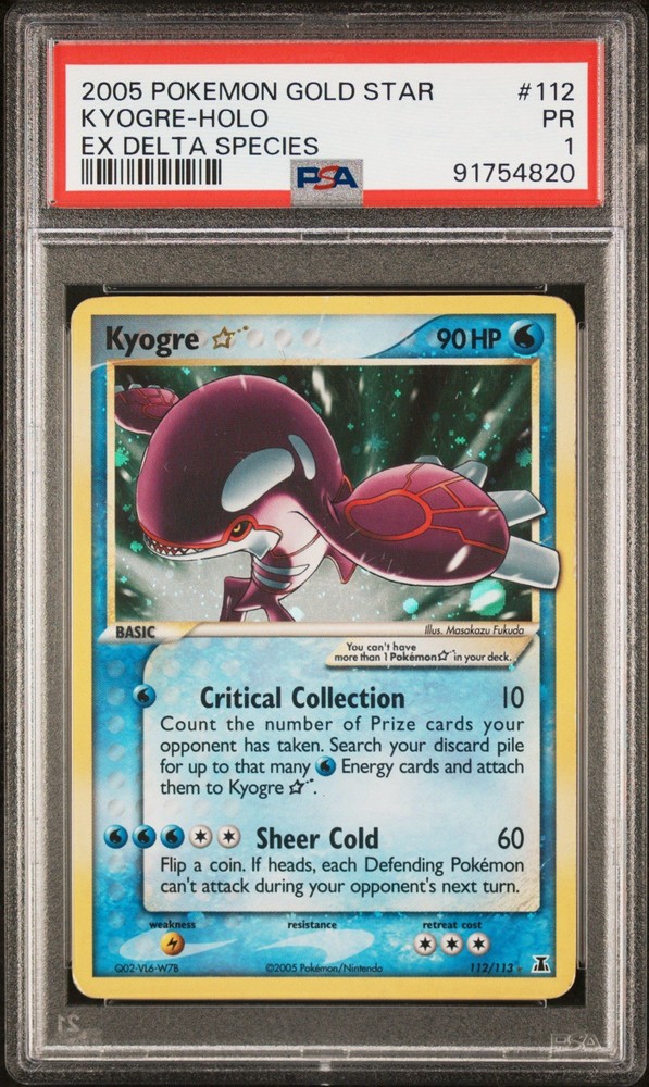 Pokemon Kyogre Gold Star EX Delta Species Holo PSA 1