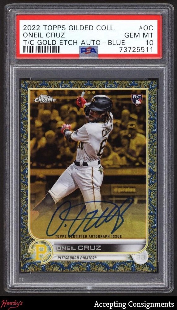 2022 Topps Gilded Chrome Gold Etch Blue Oneil Cruz Rookie RC AUTO /50 PSA 10