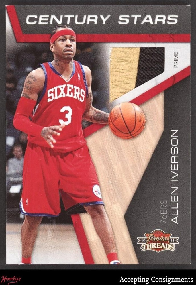 2010-11 Panini Threads Century Stars Prime #2 Allen Iverson GAME USED PATCH /50