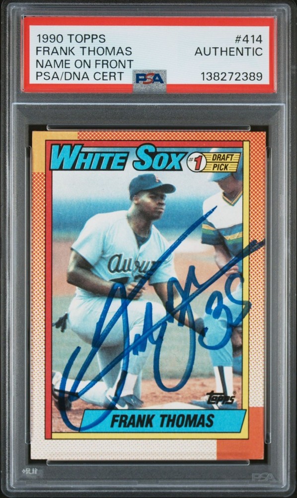Frank Thomas HOF Signed 1990 Topps #414 White Sox RC Rookie PSA/DNA AUTO view 1