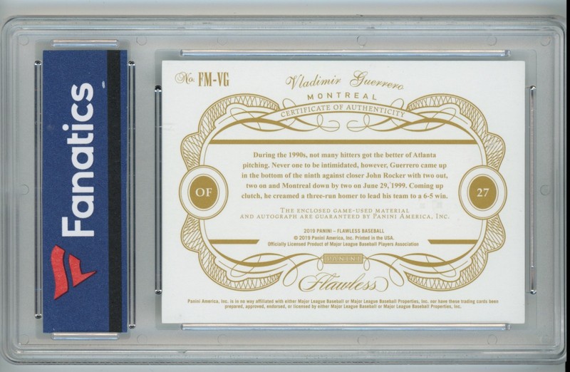 Vladimir Guerrero Sr. 2019 Panini Flawless Moments Patch Auto Ruby #/10 #FM-VG view 2