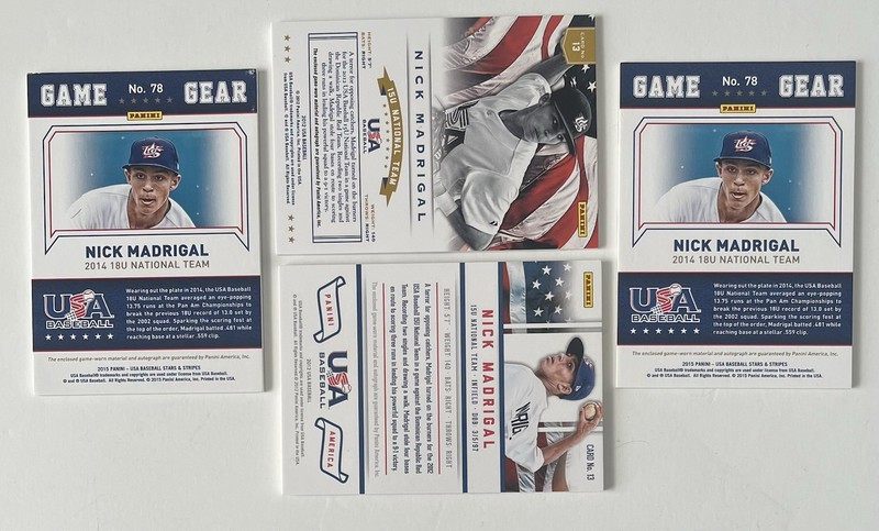 (4) Nick Madrigal Jersey Patch Auto Cards 2012 2015 Panini Team USA /35 /49 /99 view 2