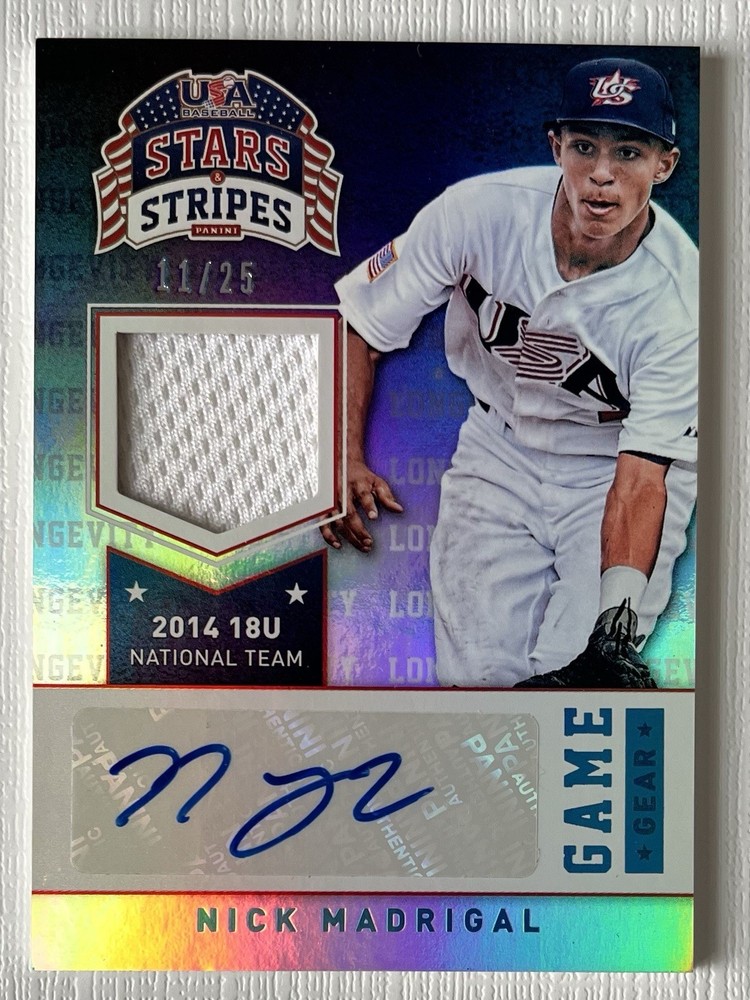 Nick Madrigal 2015 Panini Stars & Stripes USA Longevity Jersey Patch /25 AUTO view 1