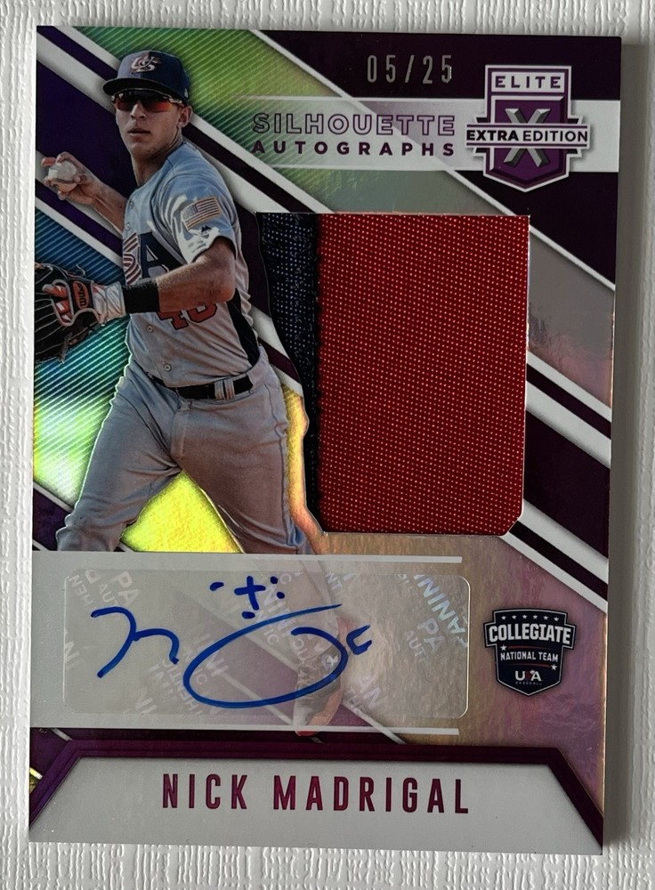 Nick Madrigal 2017 Panini Elite Extra Ed USA Purple /25 Jersey Patch AUTO