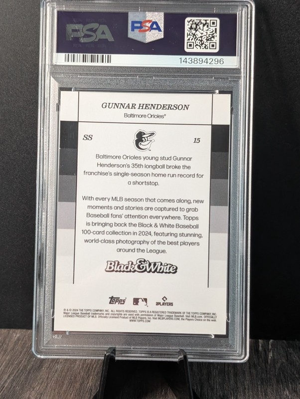 2024 Topps Black & White - Gunnar Henderson #15 PSA 10 view 2