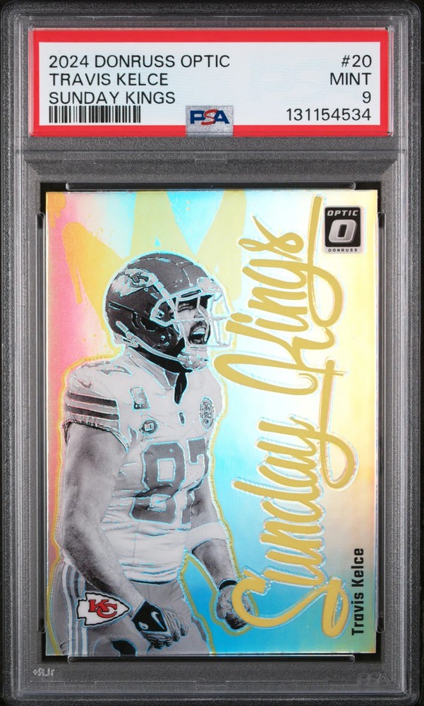 2024 Panini Donruss Optic Sunday Kings Travis Kelce #20 PSA 9 view 1