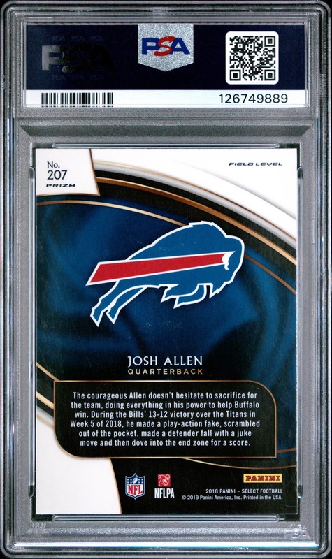 2018 Panini Select Josh Allen #207 Silver Prizm PSA 9 view 2