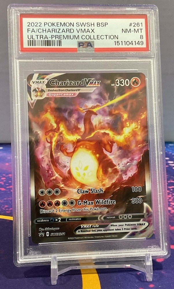 Pokemon TCG: PSA 8 Charizard VMAX UPC PROMO SWSH BSP #261