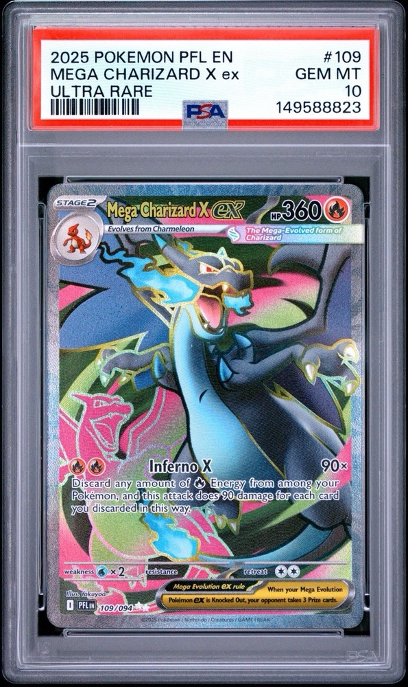 2025 Pokemon Mega Charizard X EX Phantasmal Flames Ultra Rare 109/094 PSA 10