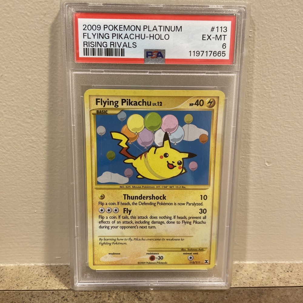 2009 Pokemon Platinum Rising Rivals #113 Flying Pikachu Holo PSA 6