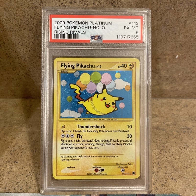 2009 Pokemon Platinum Rising Rivals #113 Flying Pikachu Holo PSA 6 view 2