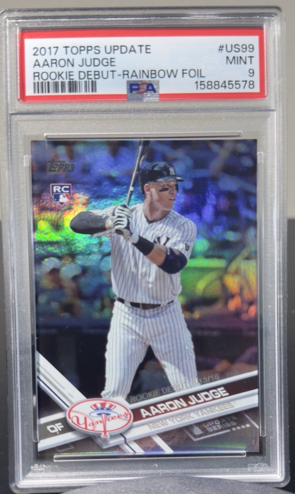 Aaron Judge Topps Update #US99 Rookie Debut Rainbow Foil PSA 9 RC Yankees MVP