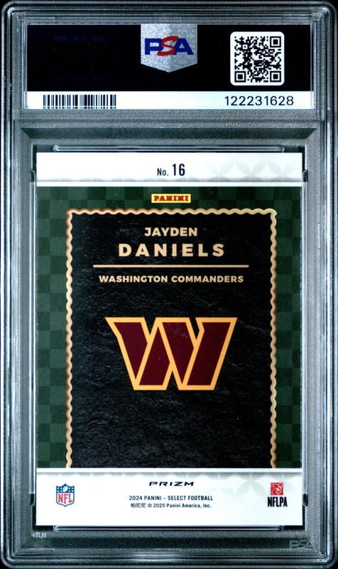 2024 Panini Select - Score Select Throwback Jayden Daniels Silver Prizm PSA 10 view 2