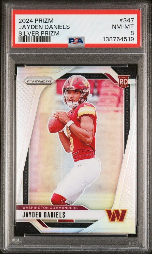 2024 Panini Prizm #347 Jayden Daniels Silver Prizm PSA 8