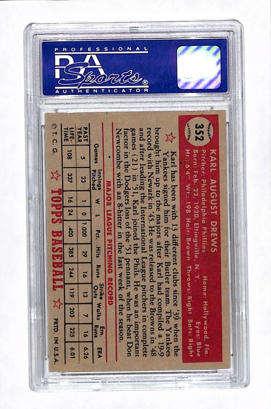 1952 Topps Karl Drews #352 PSA 6 High Number view 2