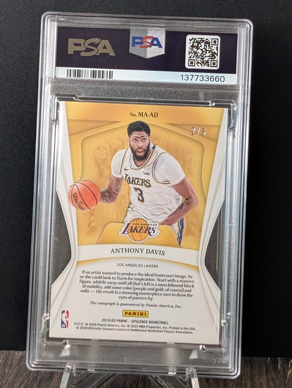 2019-20 Panini Opulence Magnificent Autographs Anthony Davis /5 PSA 9  view 2