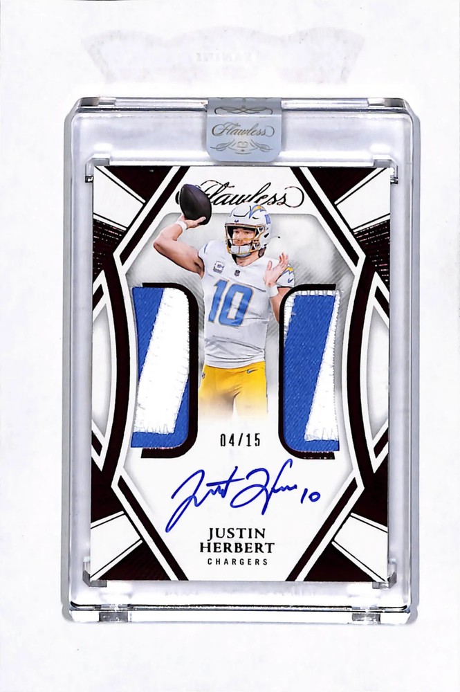 2025 Panini Flawless Football Justin Herbert #DPA-JHT Dual Patch 04/15 Auto Ruby
