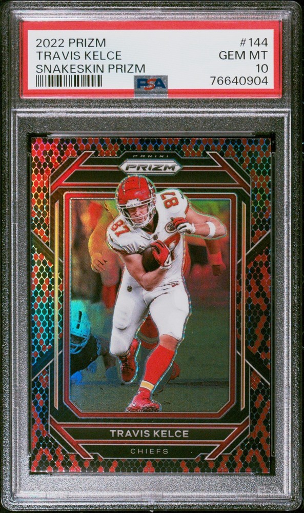 2022 Prizm Travis Kelce Snakeskin Prizm SSP #144 PSA 10 GEM MINT