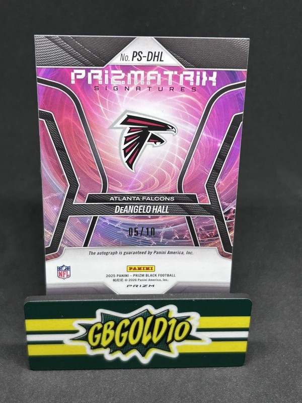 DEANGELO HALL  2025 Panini Prizm Black Football Prizmatrix Auto Gold Shimmer /10 view 2