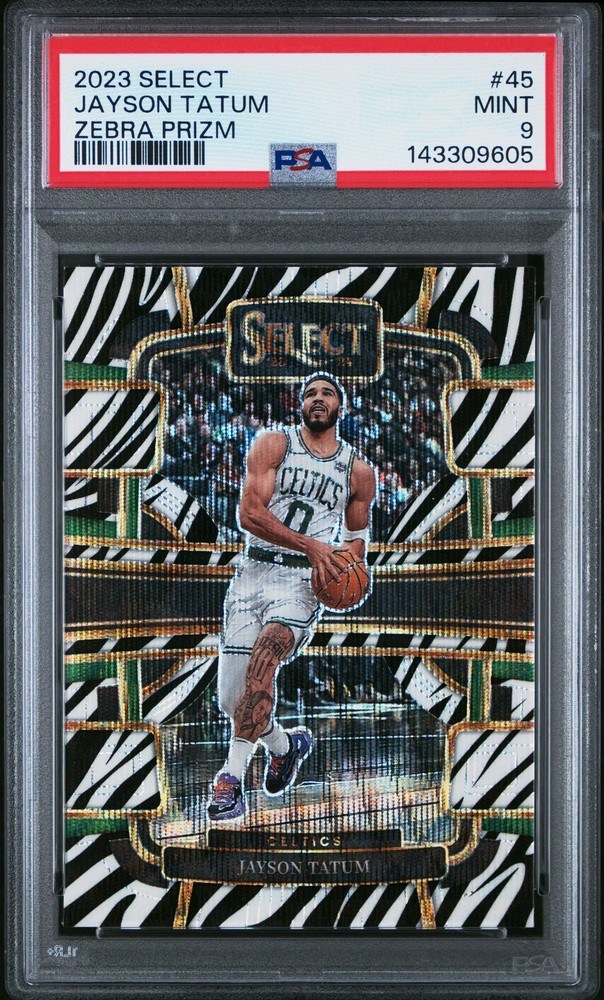 2023 Panini Select Jayson Tatum #45 Zebra Prizm PSA 9 view 1