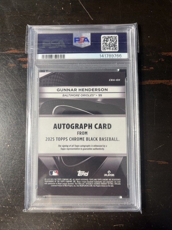 2025 Topps Chrome Black Gunnar Henderson Gold Refractor Auto /50 Psa 10 Orioles view 2