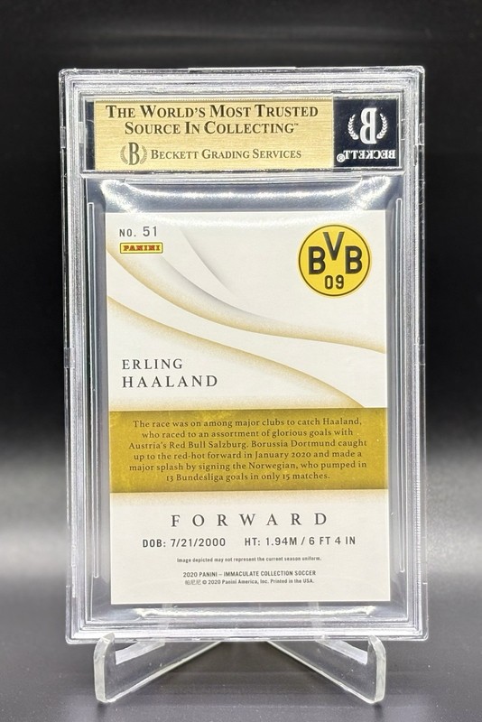 2019-20 Erling Haaland Panini Immaculate Platinum Rookie RC 1/1 BGS 9.5 view 2