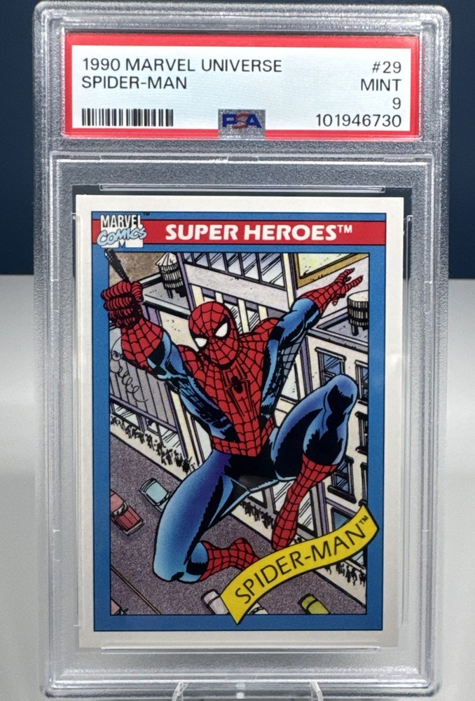 1990 Marvel Universe Spider-Man #29 Peter Parker Spiderman Mint PSA 9