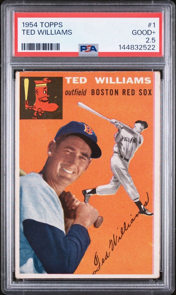 1954 Topps - Ted Williams #1 Boston Red Sox HOF PSA 2.5 Good+ (White Back)