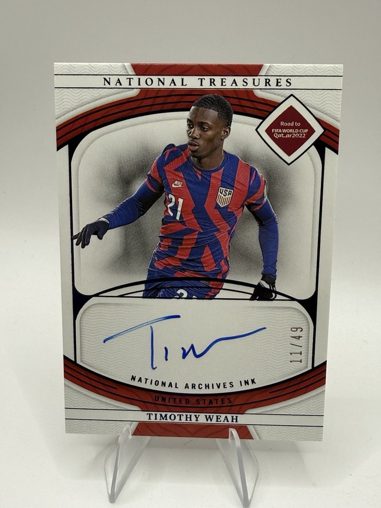 2022 Panini National Treasures - Tim Weah On Card Auto /49 USMNT World Cup