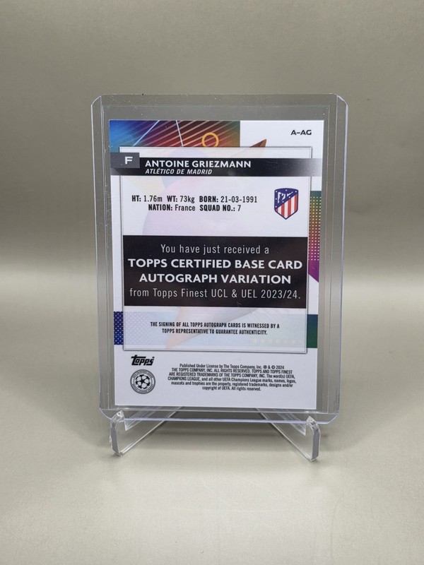 2023-24 Topps Finest UEFA Club Competitions Auto Antoine Griezmann #A-AG /99 view 2