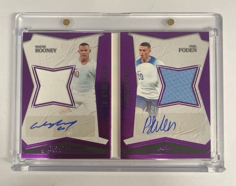 2025 Leaf History Wayne Rooney/Phil Foden #DB-16 Booklet Patch Auto Purple 3/8