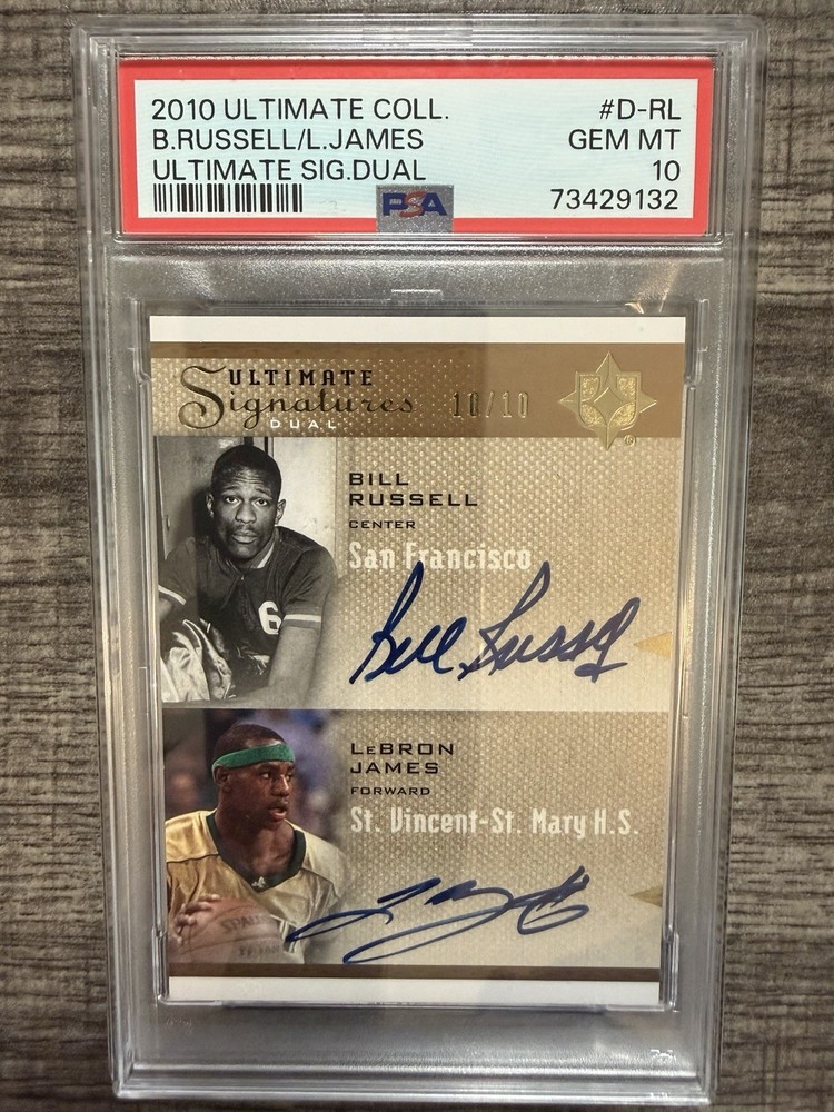 2010 Ultimate Collection Dual Bill Russell LeBron James AUTO 10/10 PSA 10