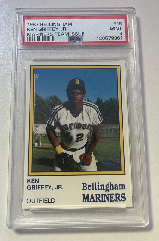 1987 Bellingham Mariners Team Issue Minor League Ken Griffey Jr #15 PSA 9 MINT view 2