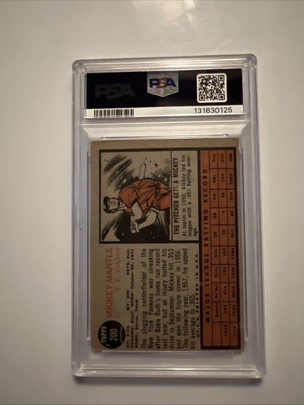 1962 Topps - Mickey Mantle #200 view 2