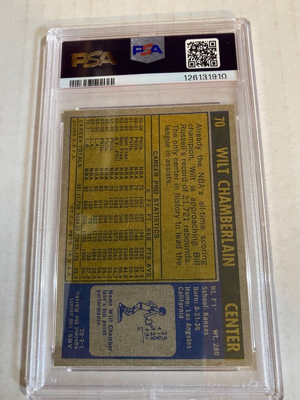 1971 Topps #70 Wilt Chamberlain PSA 7 view 2