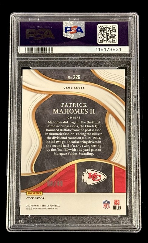 Patrick Mahomes II 2023 Panini Select Red Disco Prizm #’d/49 PSA 10 GEM MINT view 2