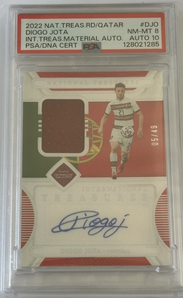 2022 National Treasures World Cup Diogo Jota Match Worn Patch Auto /49 PSA DUAL