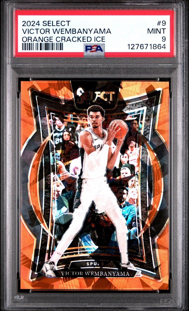 2024 Panini Select Concourse Victor Wembanyama #9 Orange Cracked Ice /275 PSA 9