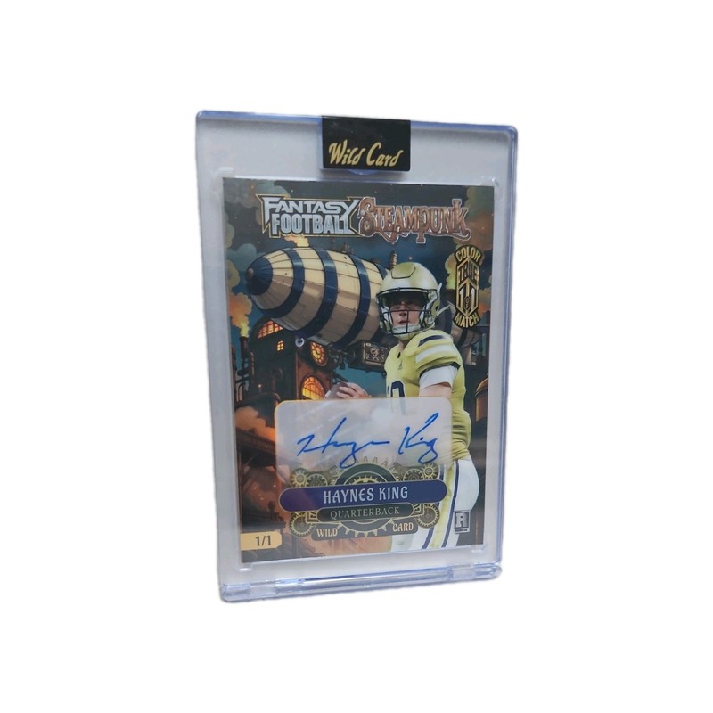 True 1/1 Color Match Haynes King AUTO Zepplin 2026 Wild Card Steampunk Football view 2