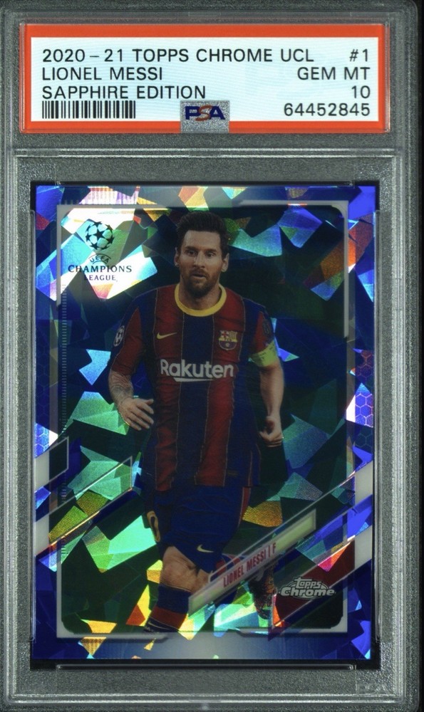 Topps 2020-21 Chrome UCL Sapphire Lionel Messi #1 PSA 10 FC Barcelona