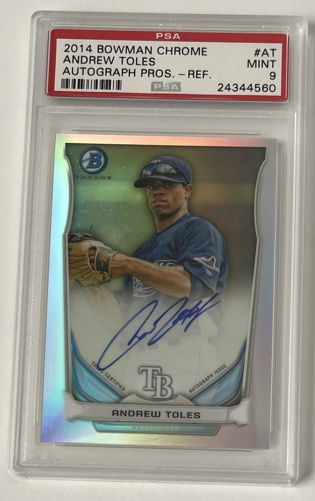 Andrew Toles Rays 2014 Bowman Chrome REFRACTOR /500 Auto Autograph - PSA 9 Mint