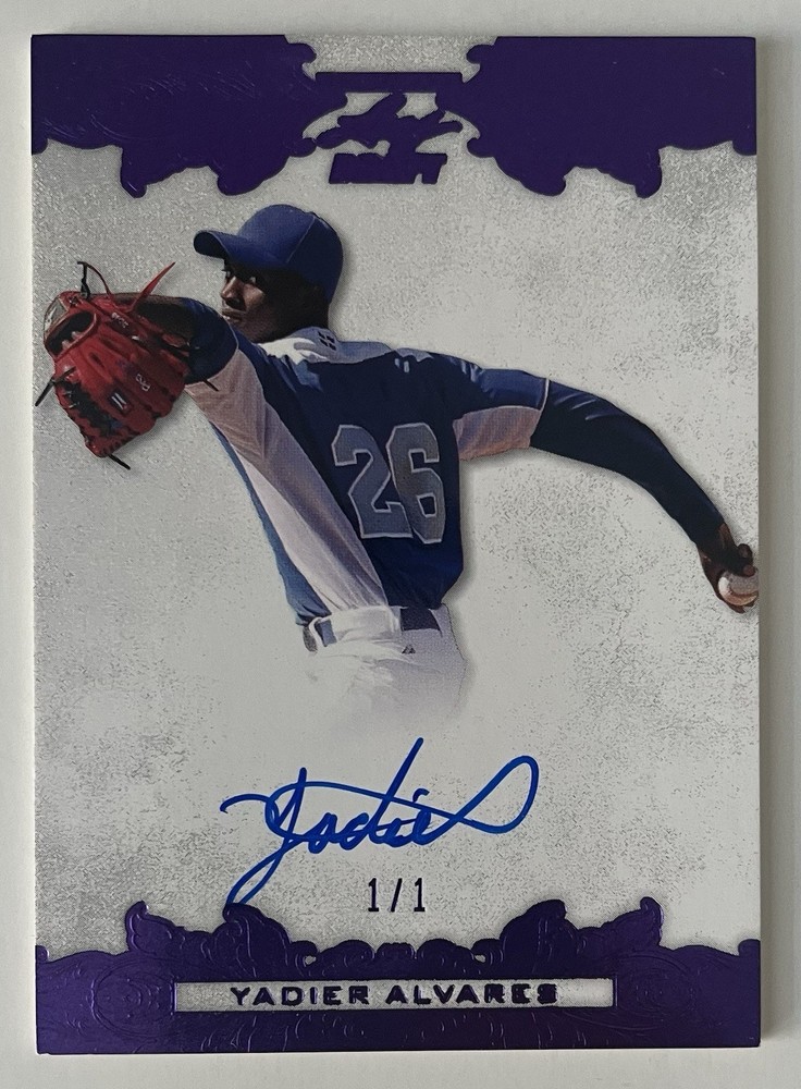1/1 DODGERS Yadier Alvarez 2015 Leaf Ultimate Purple Etched Foil Auto Autograph