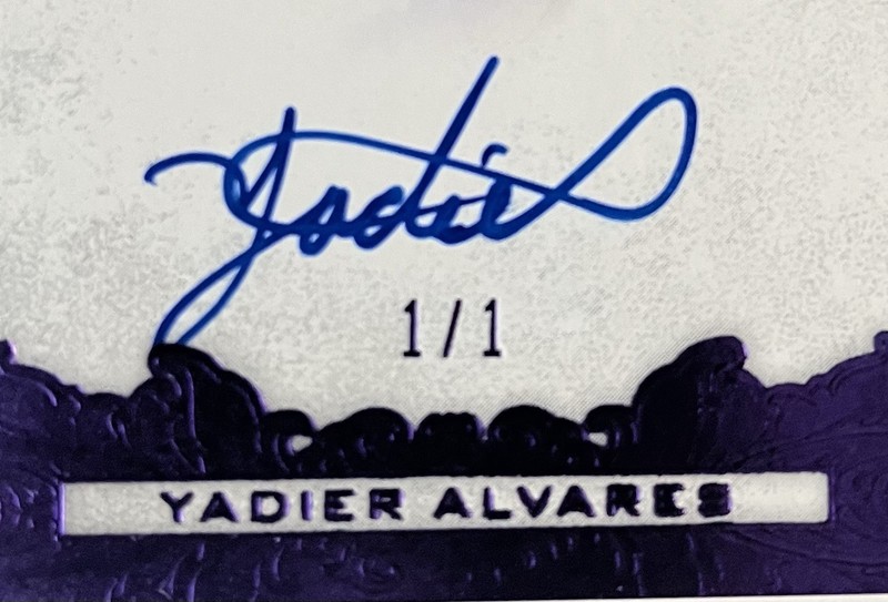 1/1 DODGERS Yadier Alvarez 2015 Leaf Ultimate Purple Etched Foil Auto Autograph view 2