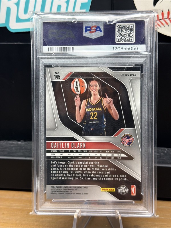 2024 PANINI PRIZM WNBA GREEN PRIZM #145 CAITLIN CLARK ROOKIE RC PSA 9 view 2
