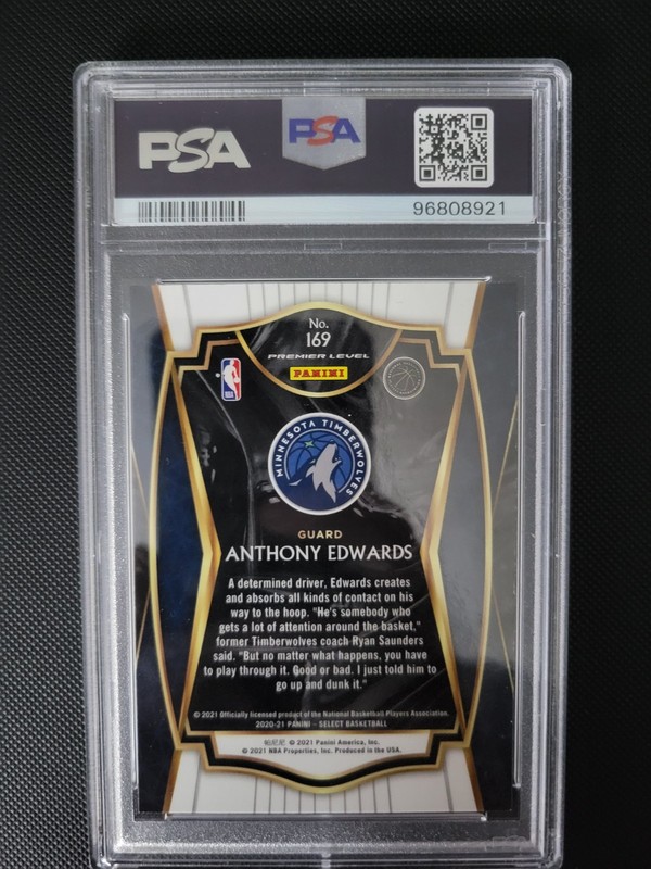 Panini 2020-21 Select Anthony Edwards RC Premier Level Blue #169 PSA 9 view 2