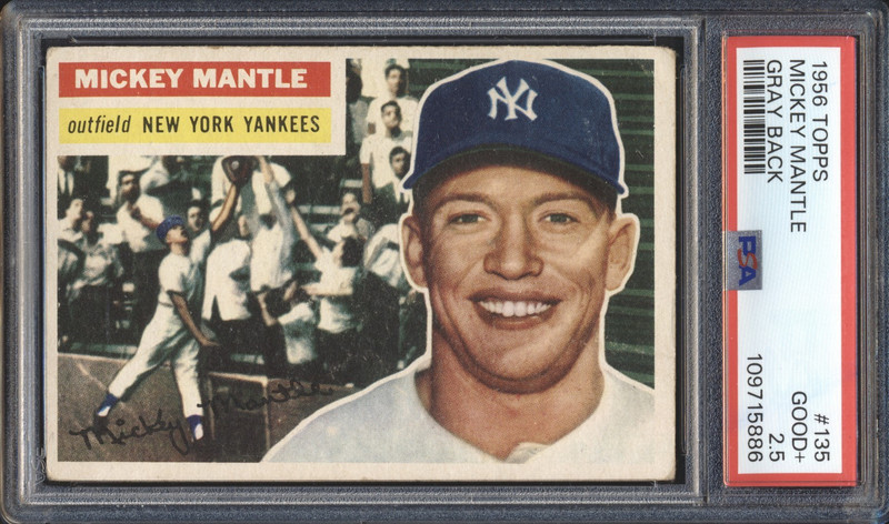 1956 Topps Baseball Mickey Mantle #135 PSA 2.5 NEW YORK YANKEES HOF view 2