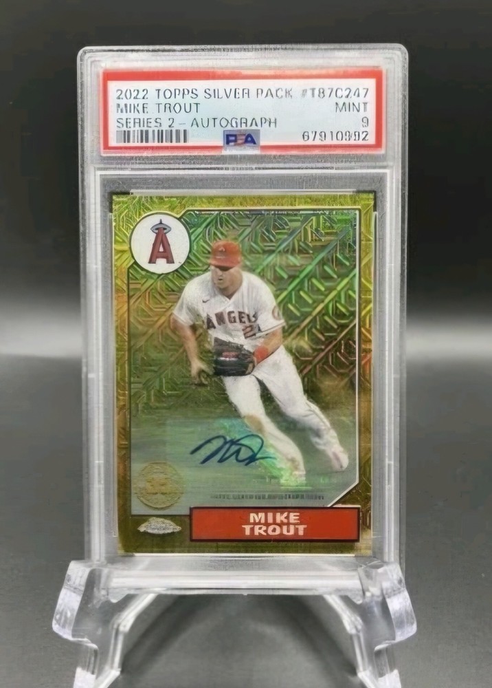 2022 Topps Silver Pack Mojo Mike Trout Auto /15! GOLD!! Psa 9!! EXTREMELY RARE!!
